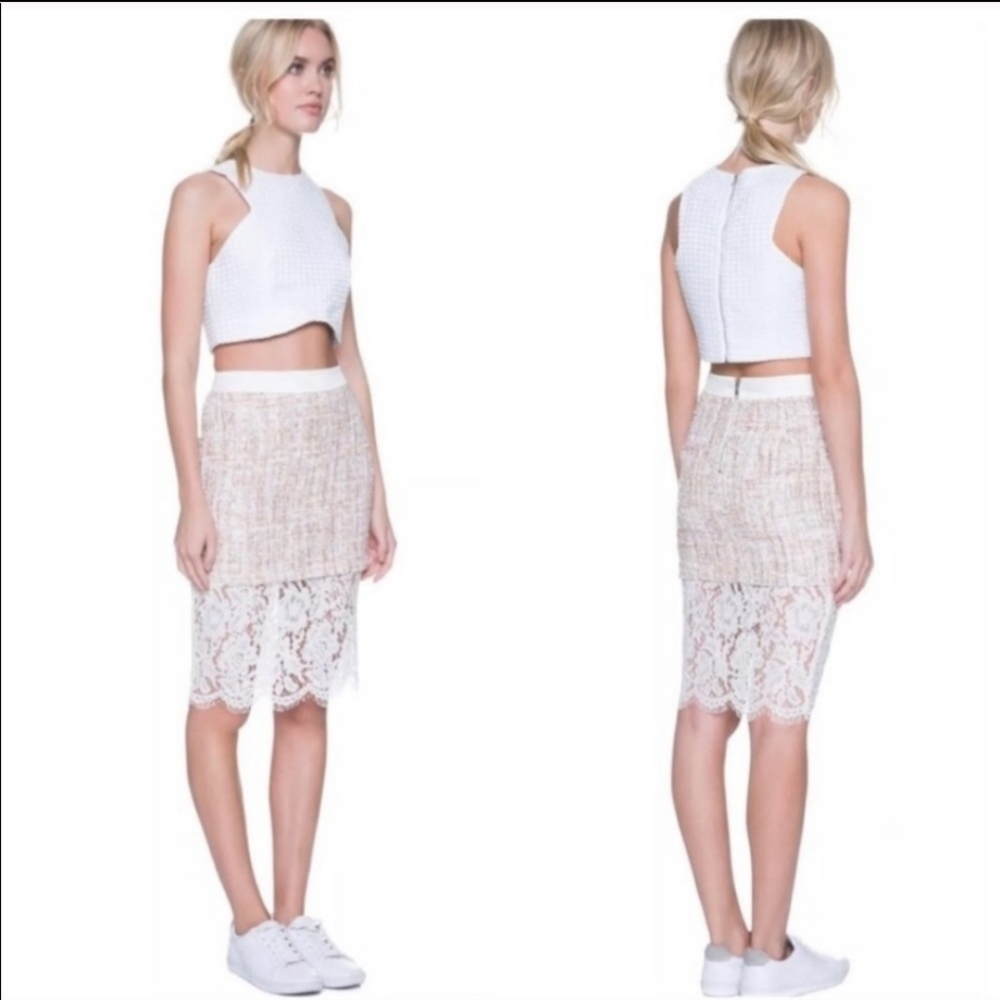 English Factory Tweed & Lace Skirt Size Large